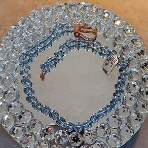 NWT Aqua Blue Crystal Quarts necklace 18"